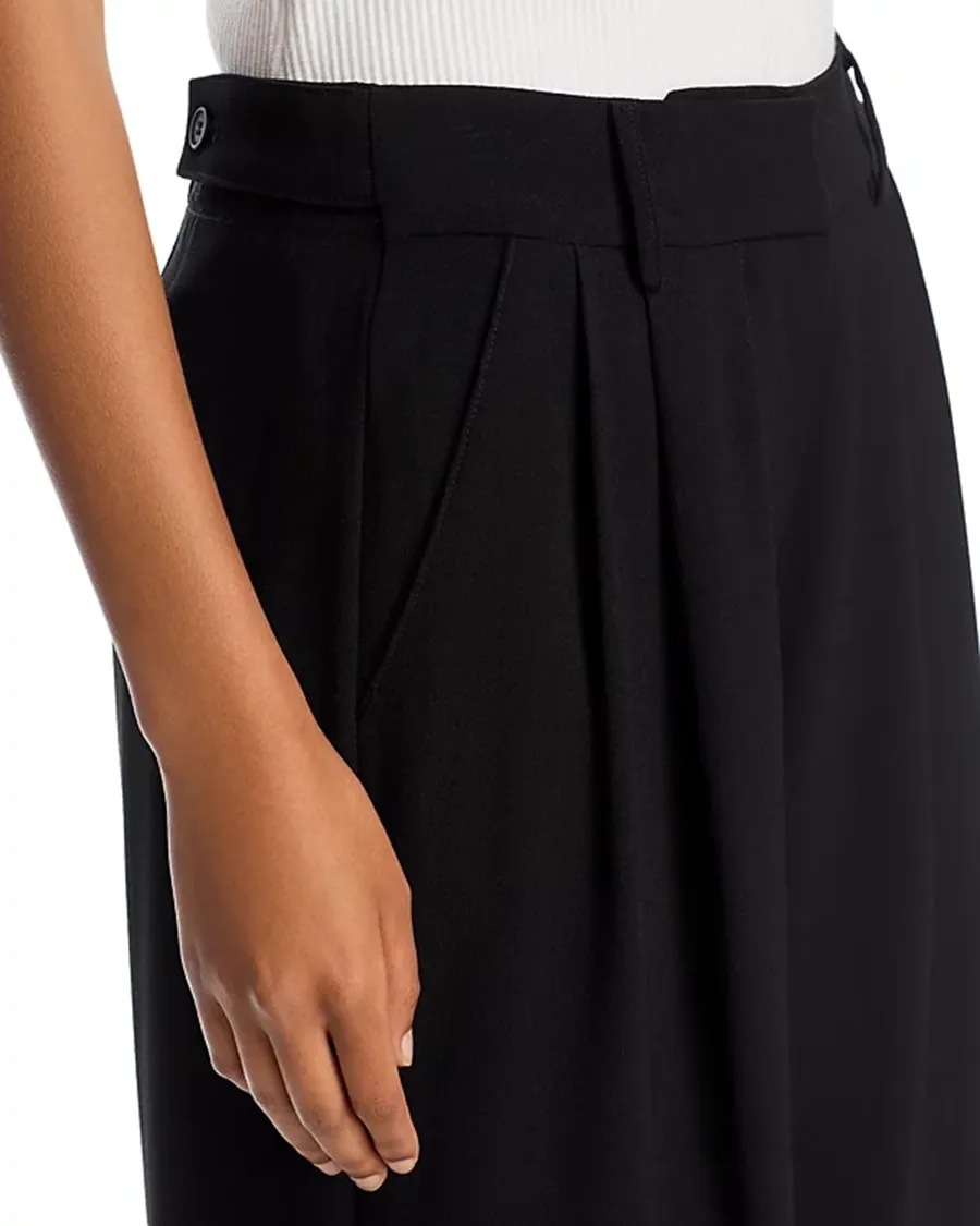 Wide Leg Silhouette Crepe Pants