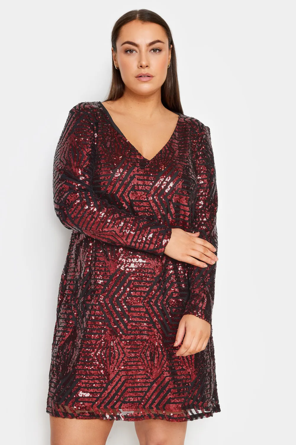 Evans Burgundy Red Sequin Midi Dress