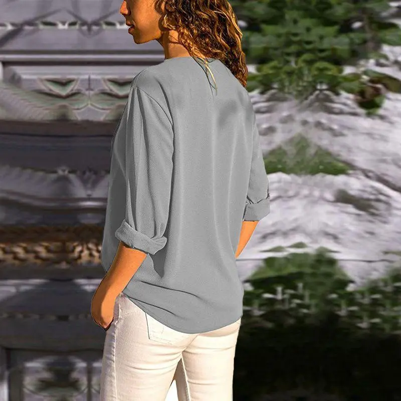 Oblique Collar  Long-sleeved Shirts