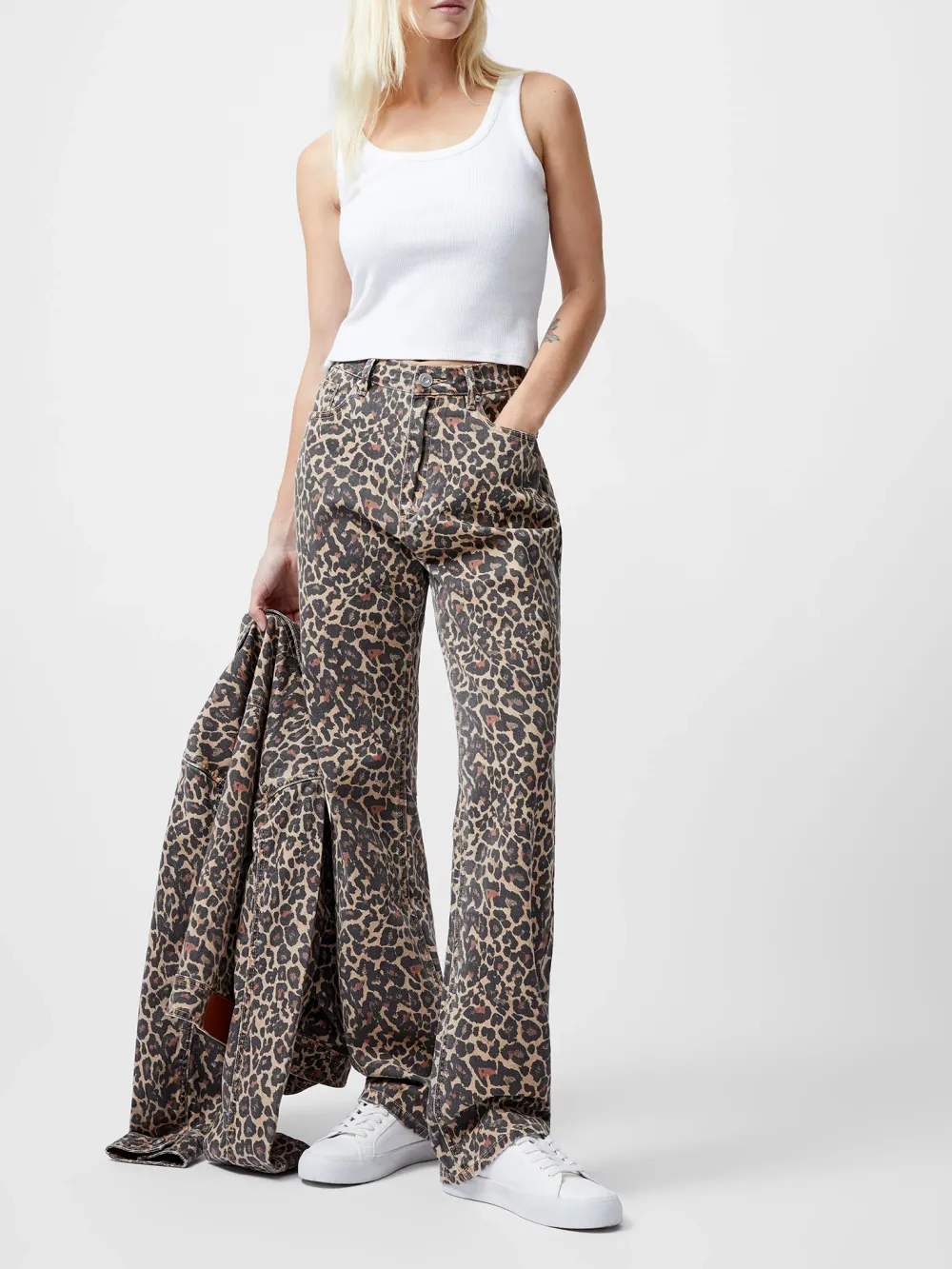 Creative Leopard Print Straight Trousers