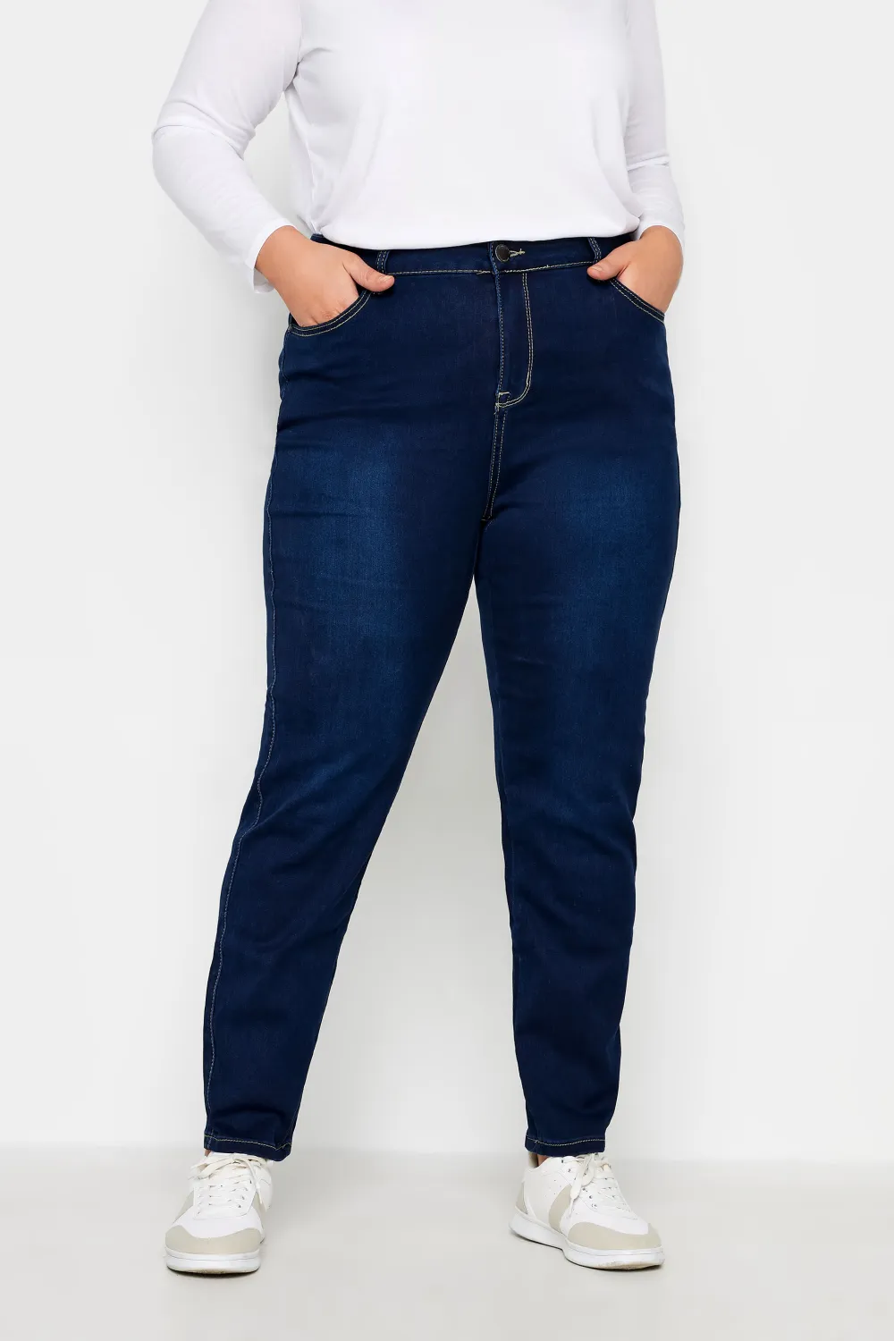 Evans Dark Blue Stitch Detail Skinny Jeans