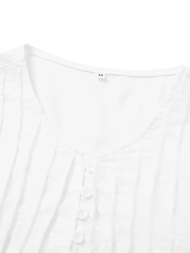 Women's Cotton Linen Dress Casual Dress Midi Dress Cotton Casual Mature Outdoor Daily Vacation V Neck Ruched Pocket Half Sleeve Summer Spring Fall 2023 Loose Fit White Blue Green Plain S M L XL 2XL