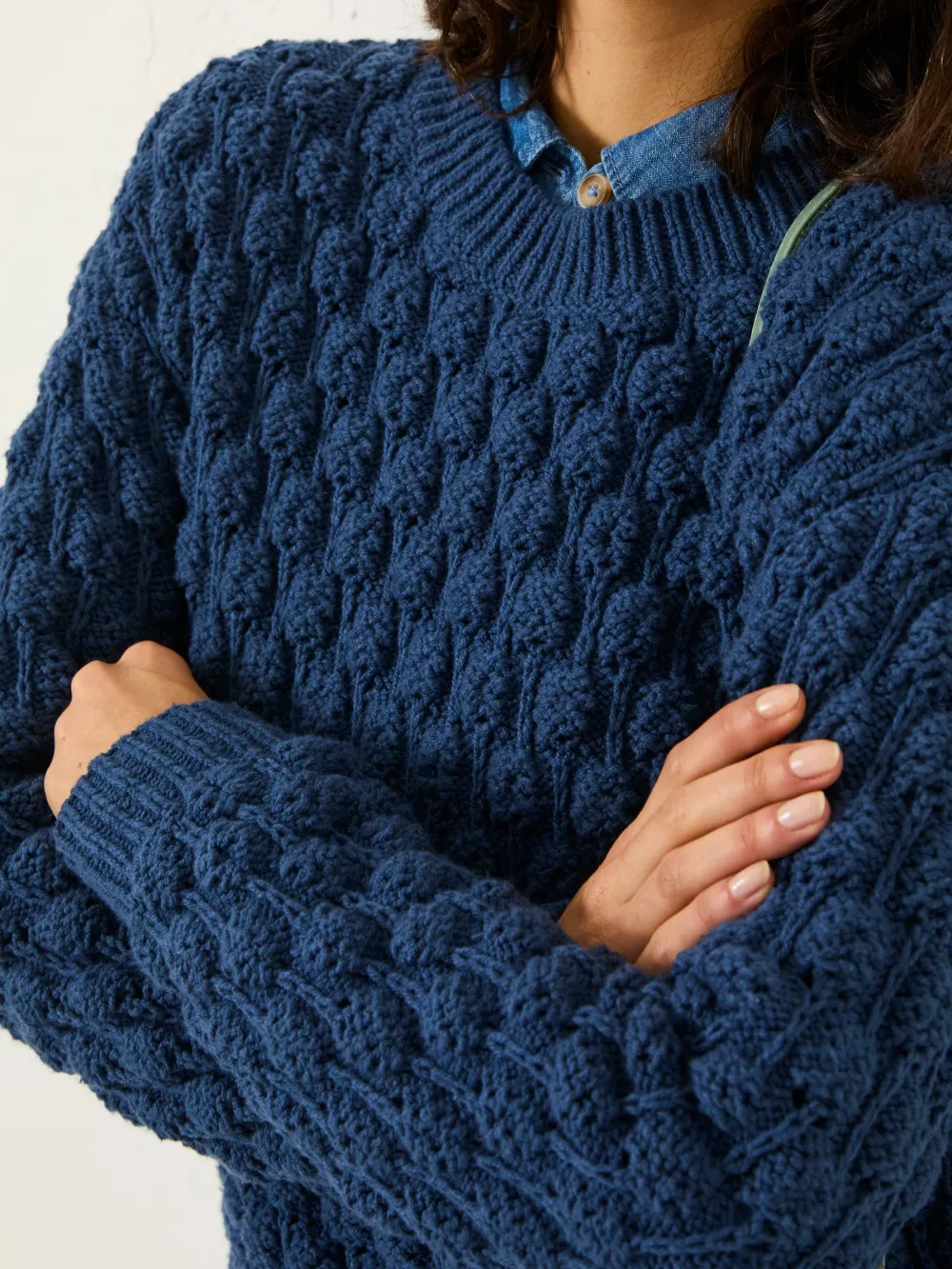 Navy Bea Bobble Knitted Jumper