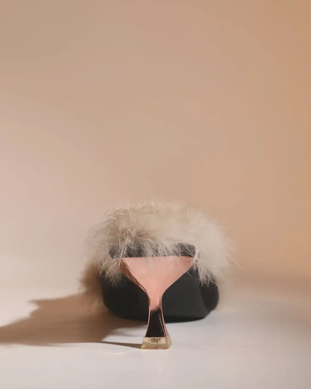 Faux Fur Satin Mules in Black