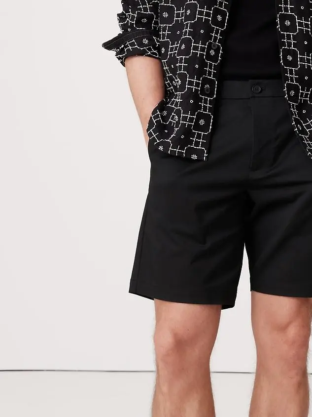 Men's Black  Polyester Blend Shorts