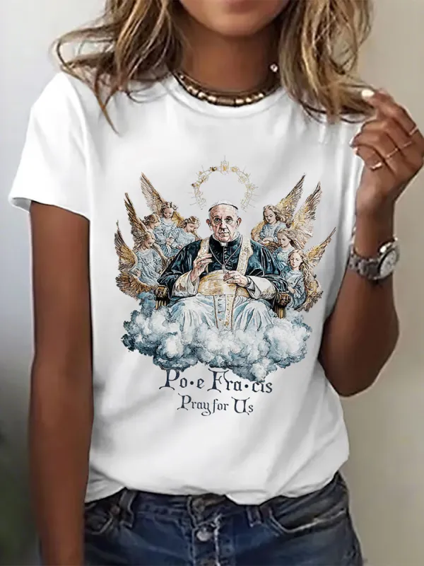 Women's Love And Mercy For All Print Short Sleeve Round Neck Cotton T-Shirt