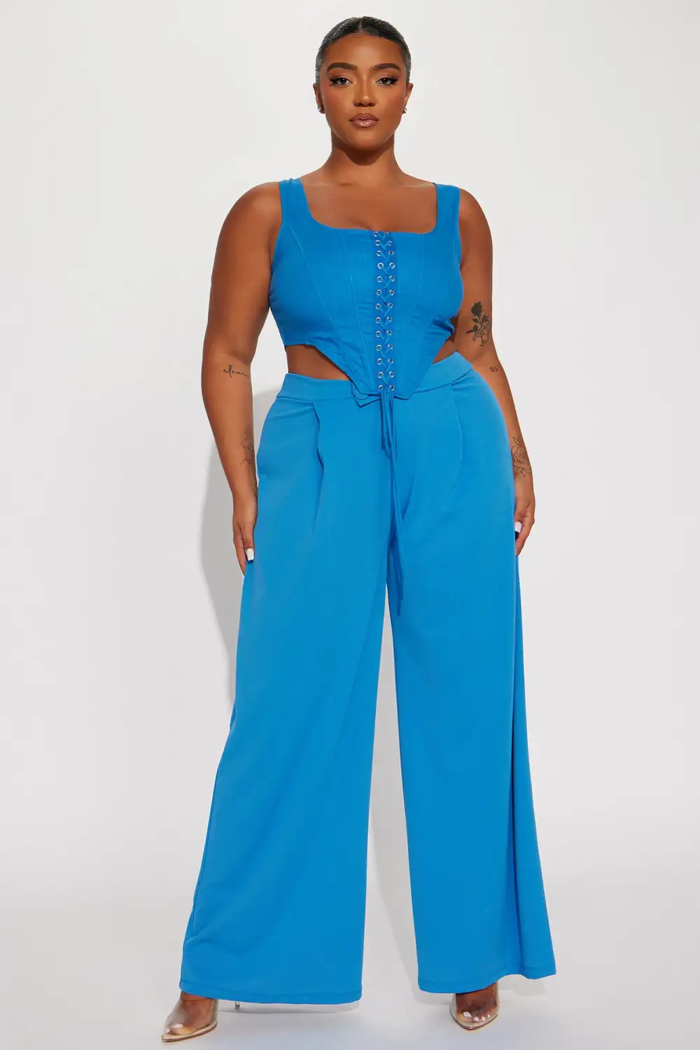 Azriel Linen Corset Top - Blue