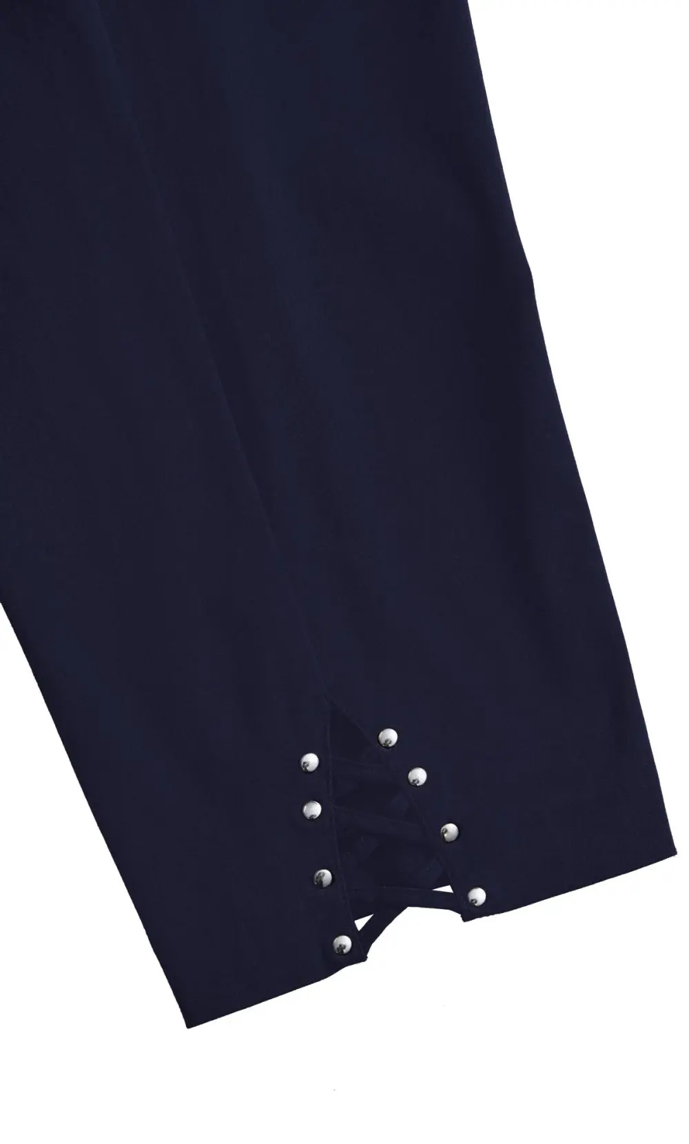 Evans Navy Blue Cut Out Stud Cropped Leggings