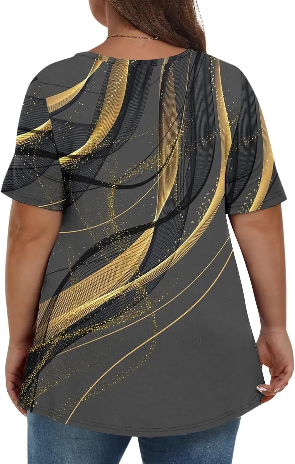 Plus Size Tops for Women Dressy Short Sleeve V Neck Shirts for Women Summer Tops for Women 2024 Floral Print Top