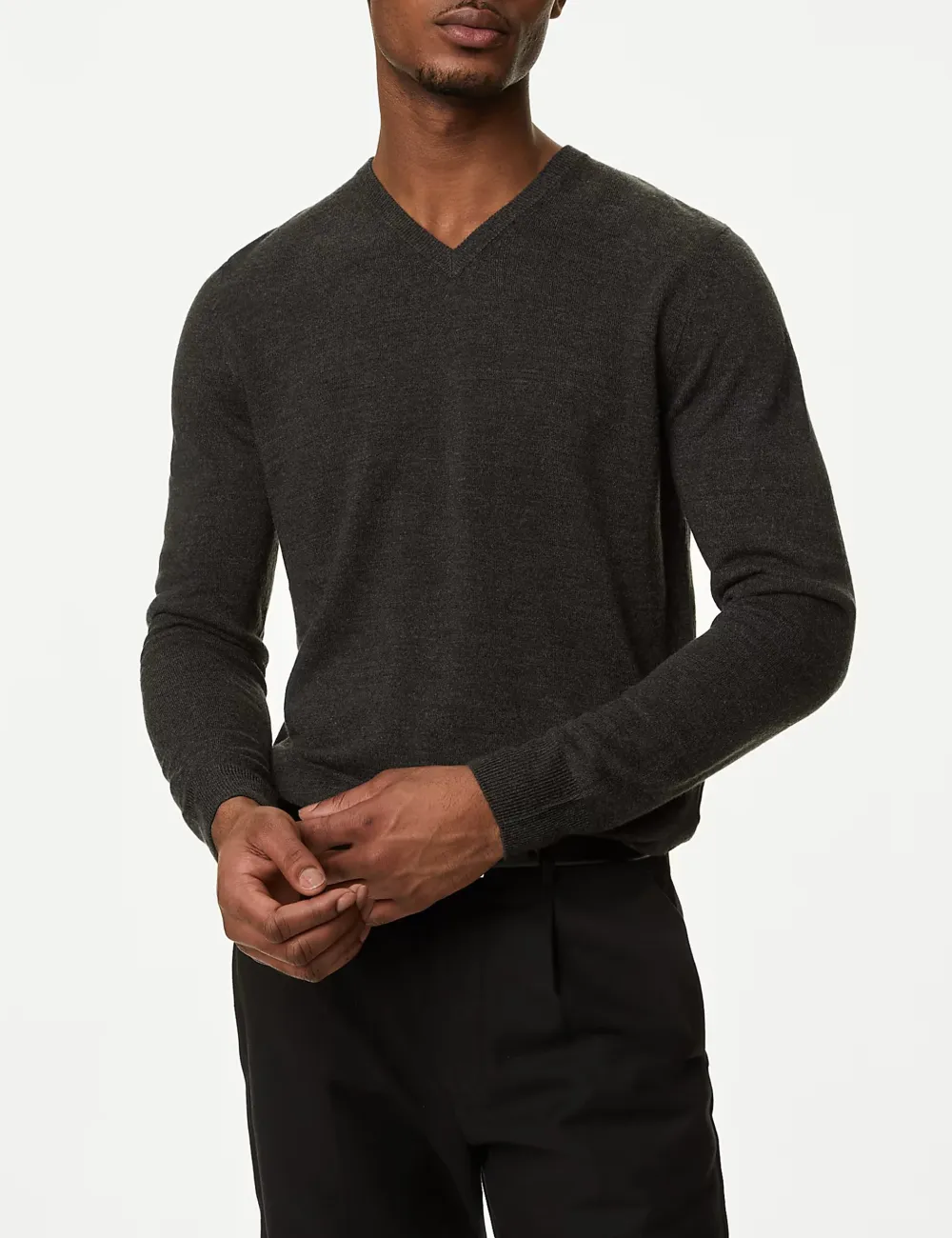 V-neck Long-Sleeved Knitted Sweater