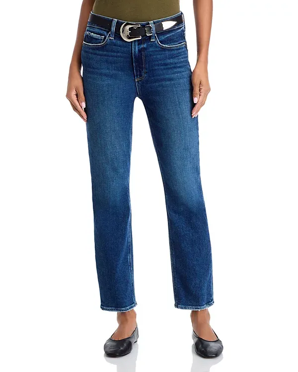 Blue Straight Leg Raw Edge Jeans