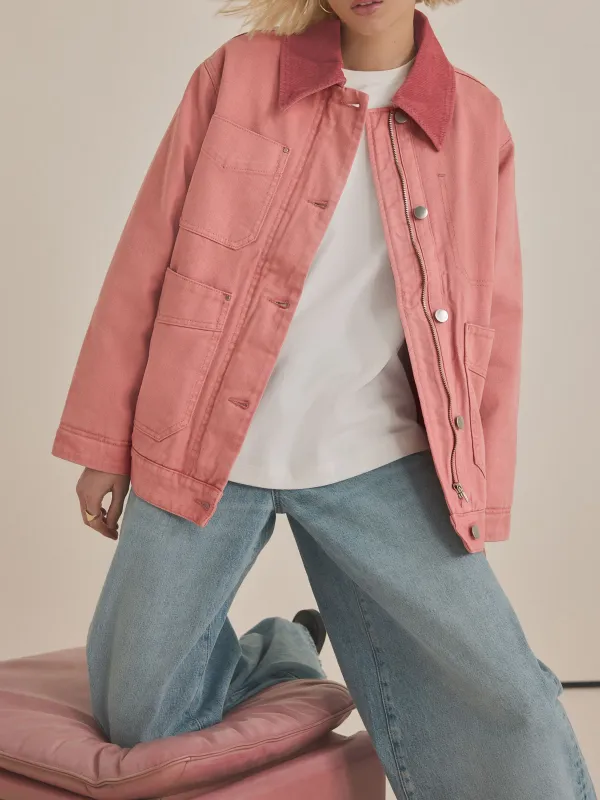 Fashionable Warm Outing Jacket With Corduroy Collar