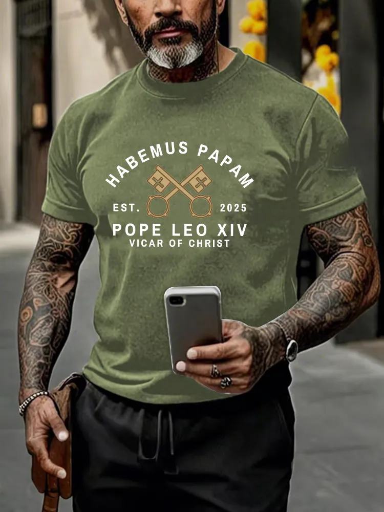 Men'S 2025 Habemus Papam Pope Leo Xiv Vicar Of Chirst Printed T-Shirt