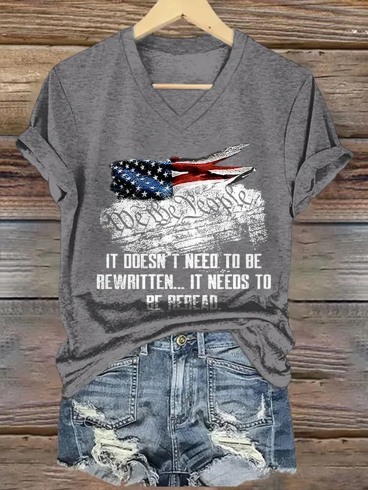 Women's We The People 1776 Print Short Sleeve Round Neck Cotton T-Shirt