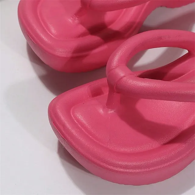 Women's Sandals Slippers Flip-Flops Wedge Heels Flip-Flops Outdoor Slippers Outdoor Beach Summer Flat Heel Elegant Casual Minimalism EVA Loafer Solid Color Black White Fuchsia