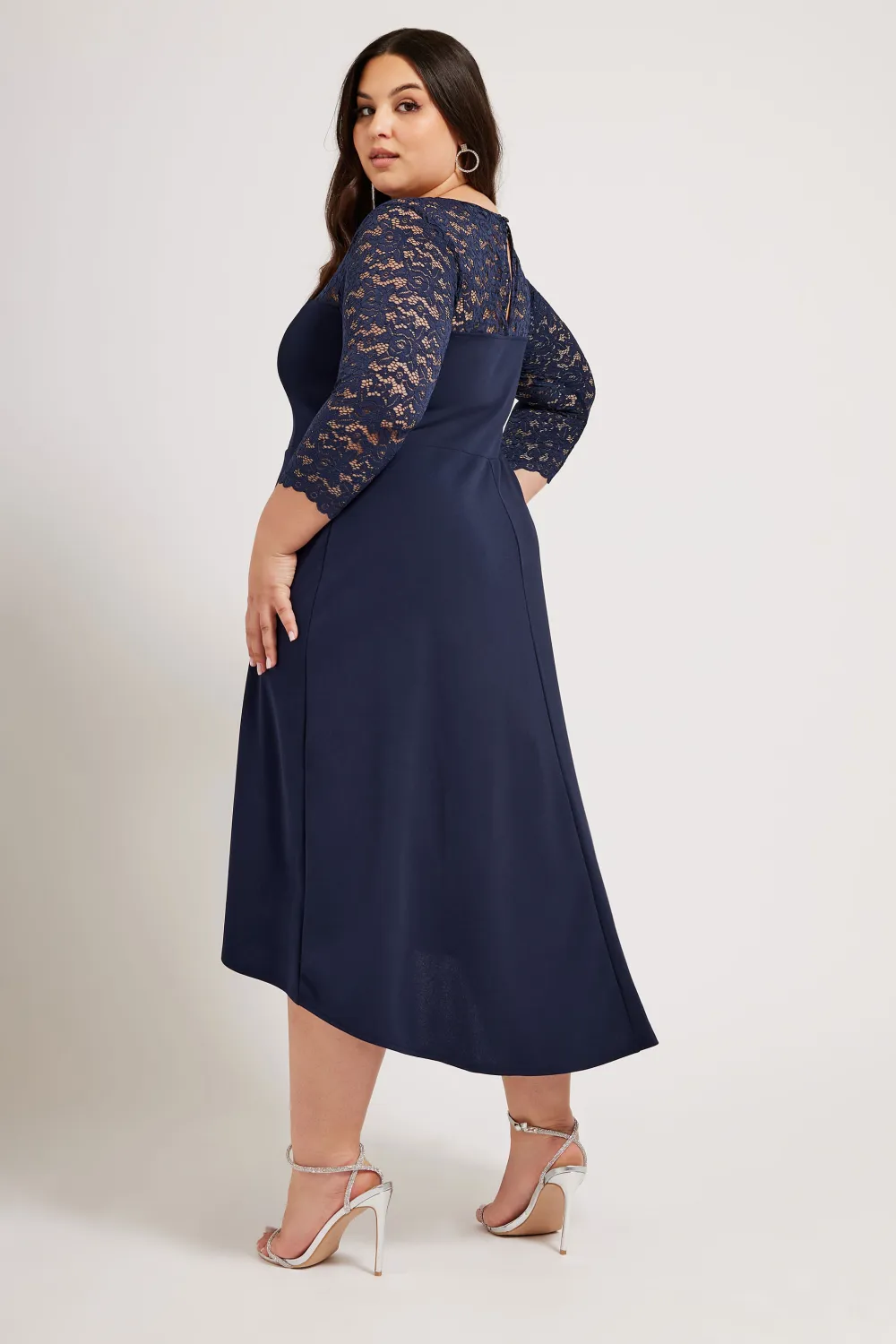 YOURS LONDON Curve Navy Blue Lace Sweetheart Dress