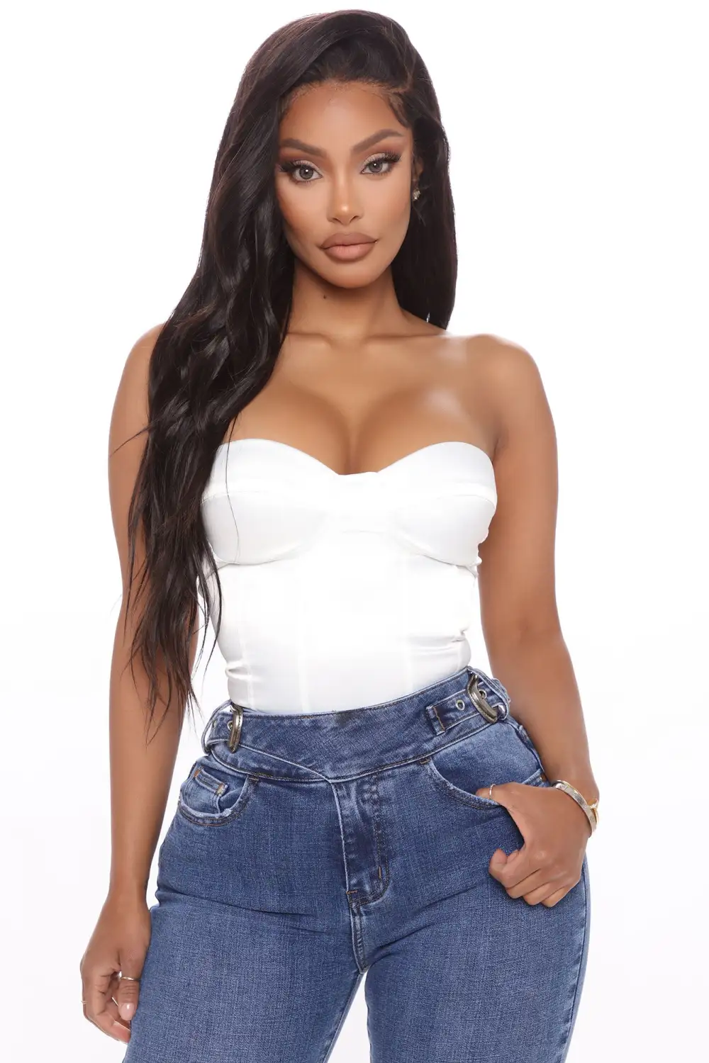 Please Her Satin Corset Top - White