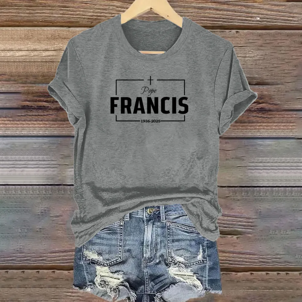 Women's 1936-2025 Print Short Sleeve Round Neck Cotton T-Shirt