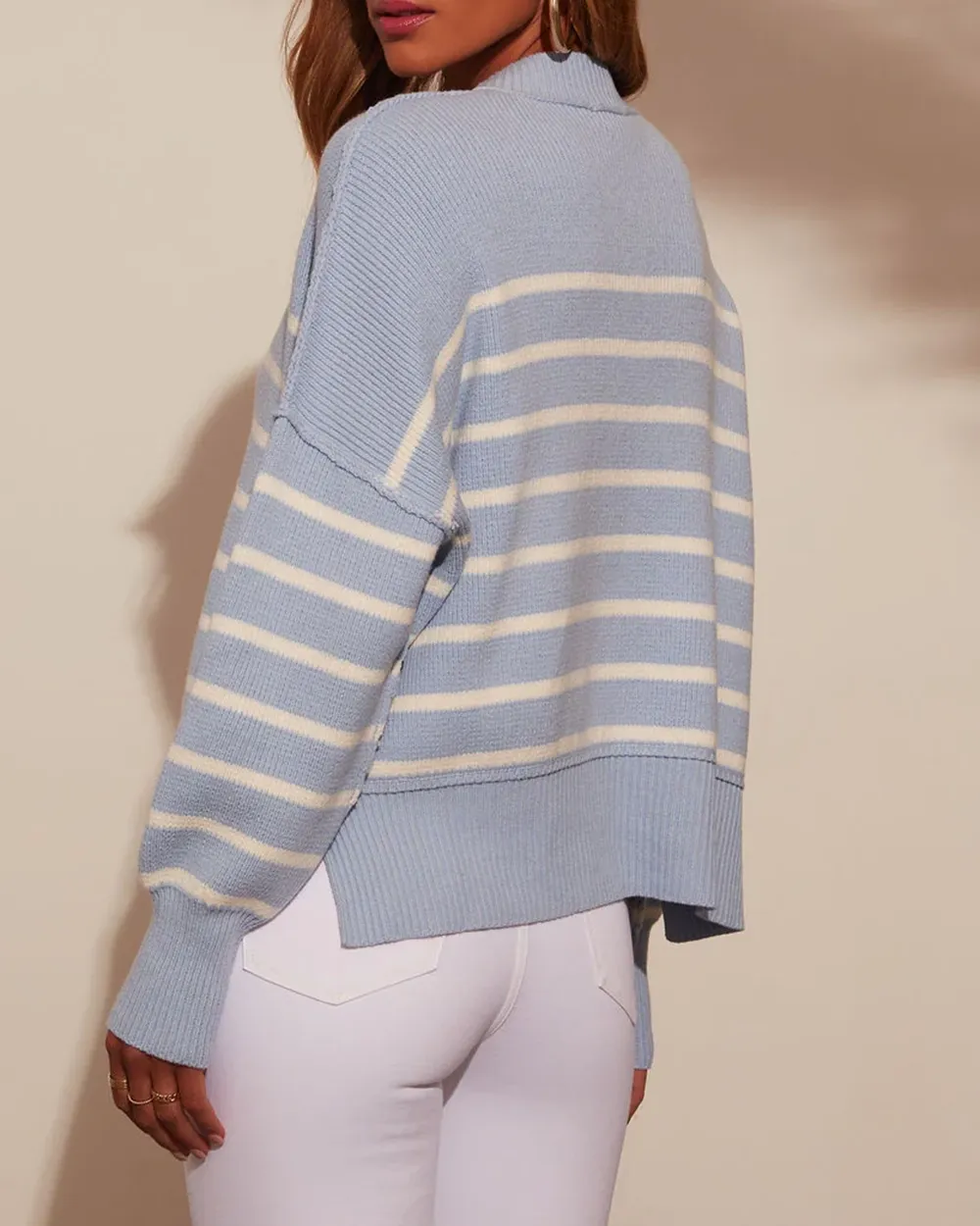Neck Striped Pullover Sweater