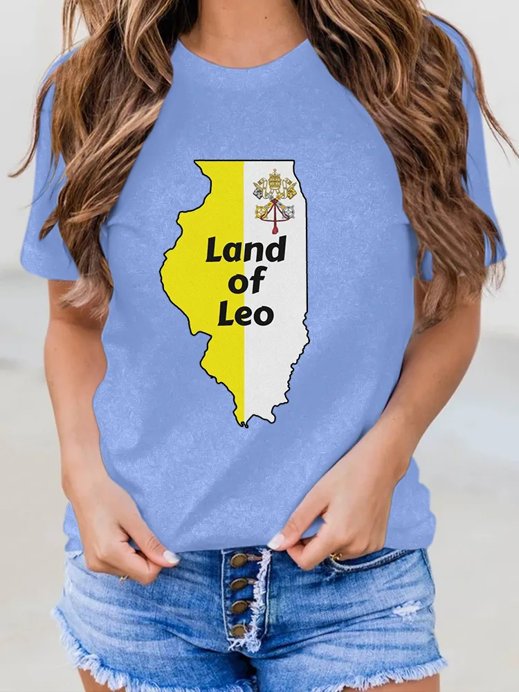 Women'S Land Of Leo Round-Neck Short-Sleeved T-Shirt