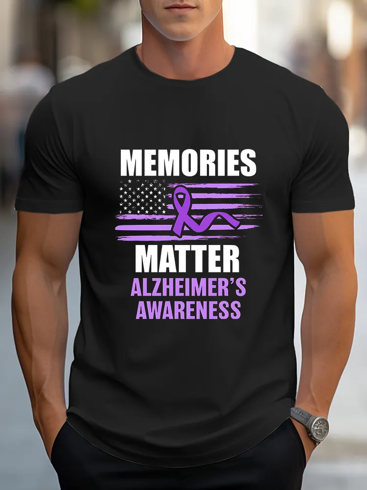 Men's T Shirt I Wear Purple For Alzheimer's Awareness