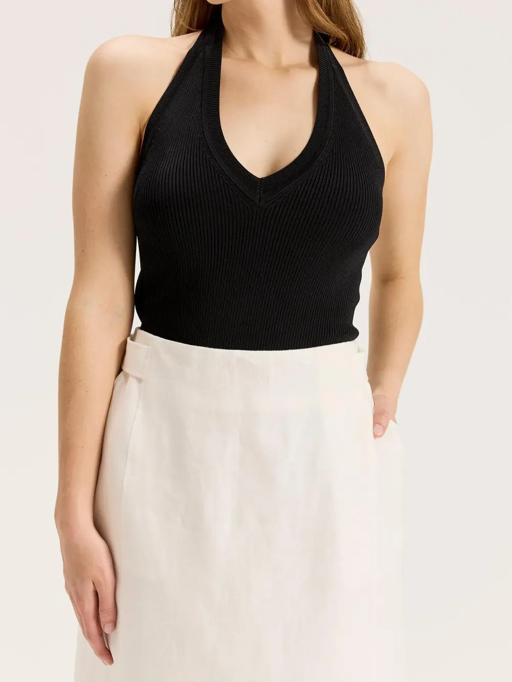 Sexy Black V Neck Knit Top