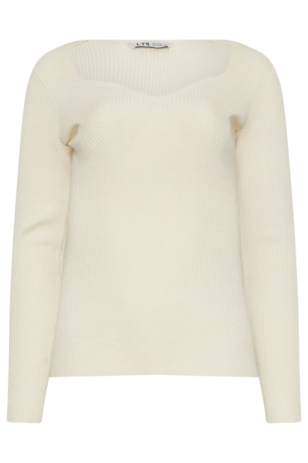 LTS Tall Beige Brown Ribbed Sweetheart Jumper
