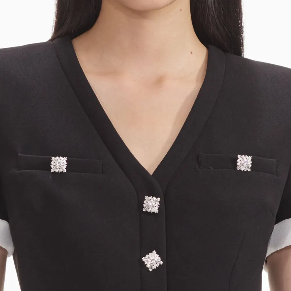 Black Crepe Contrast Top