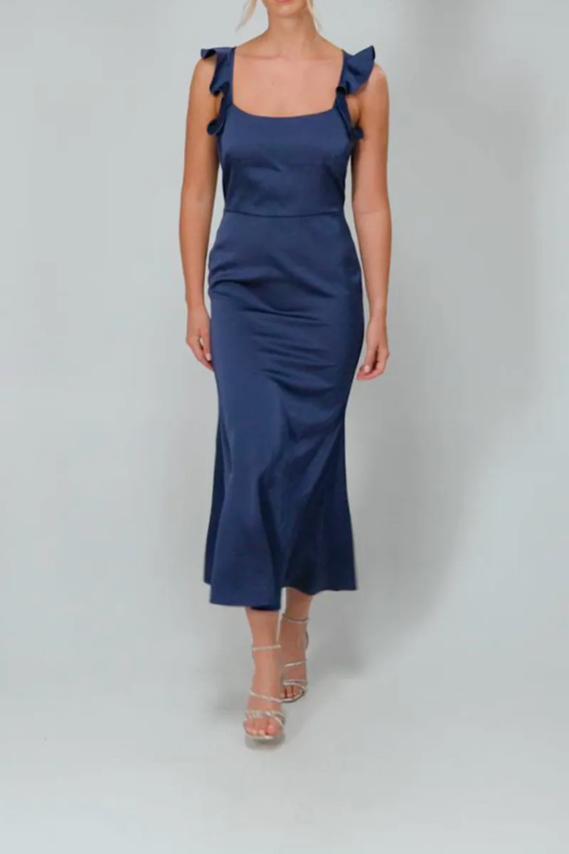Casual Style Ruffle Square Neck Dress