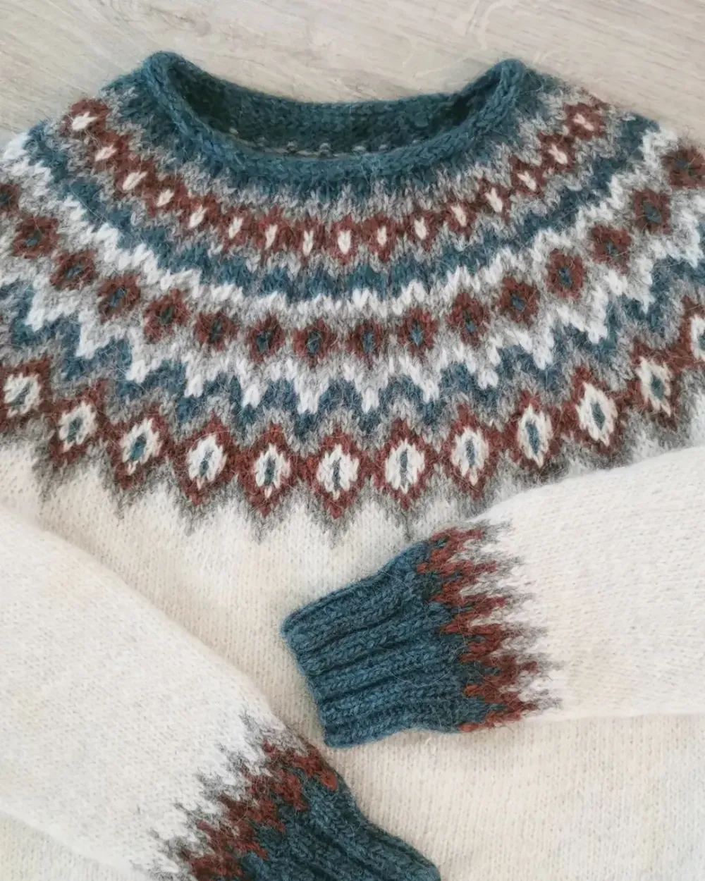 Fairman Island Print Vintage Contrast Sweater