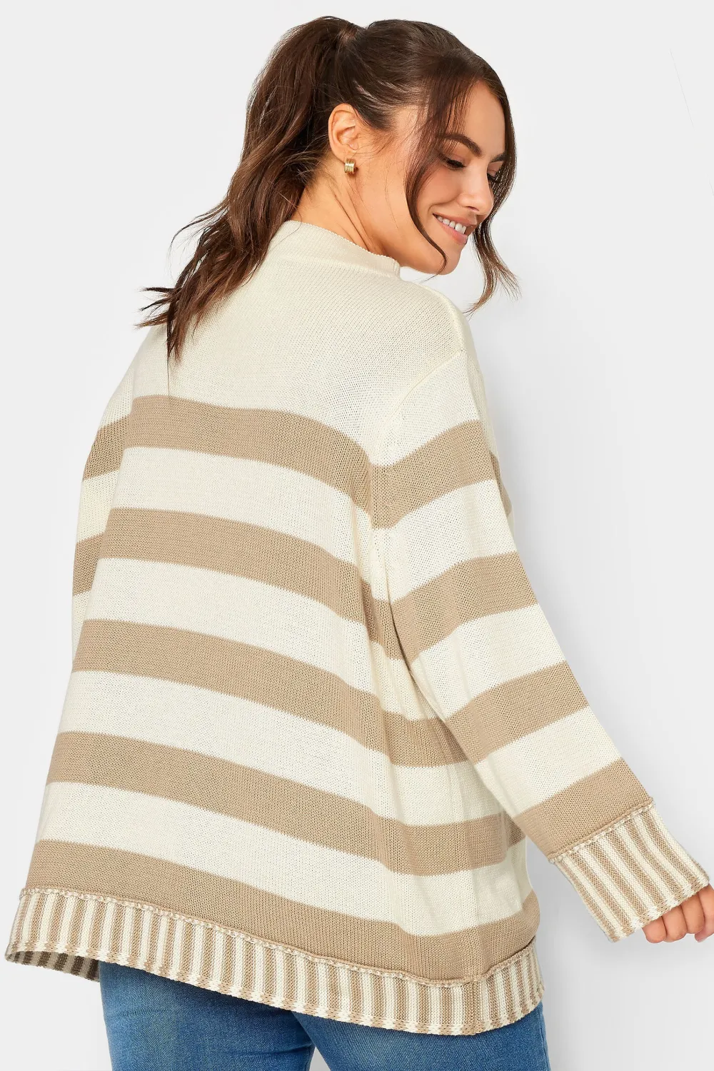 YOURS Curve Cream & Beige Stripe Jumper