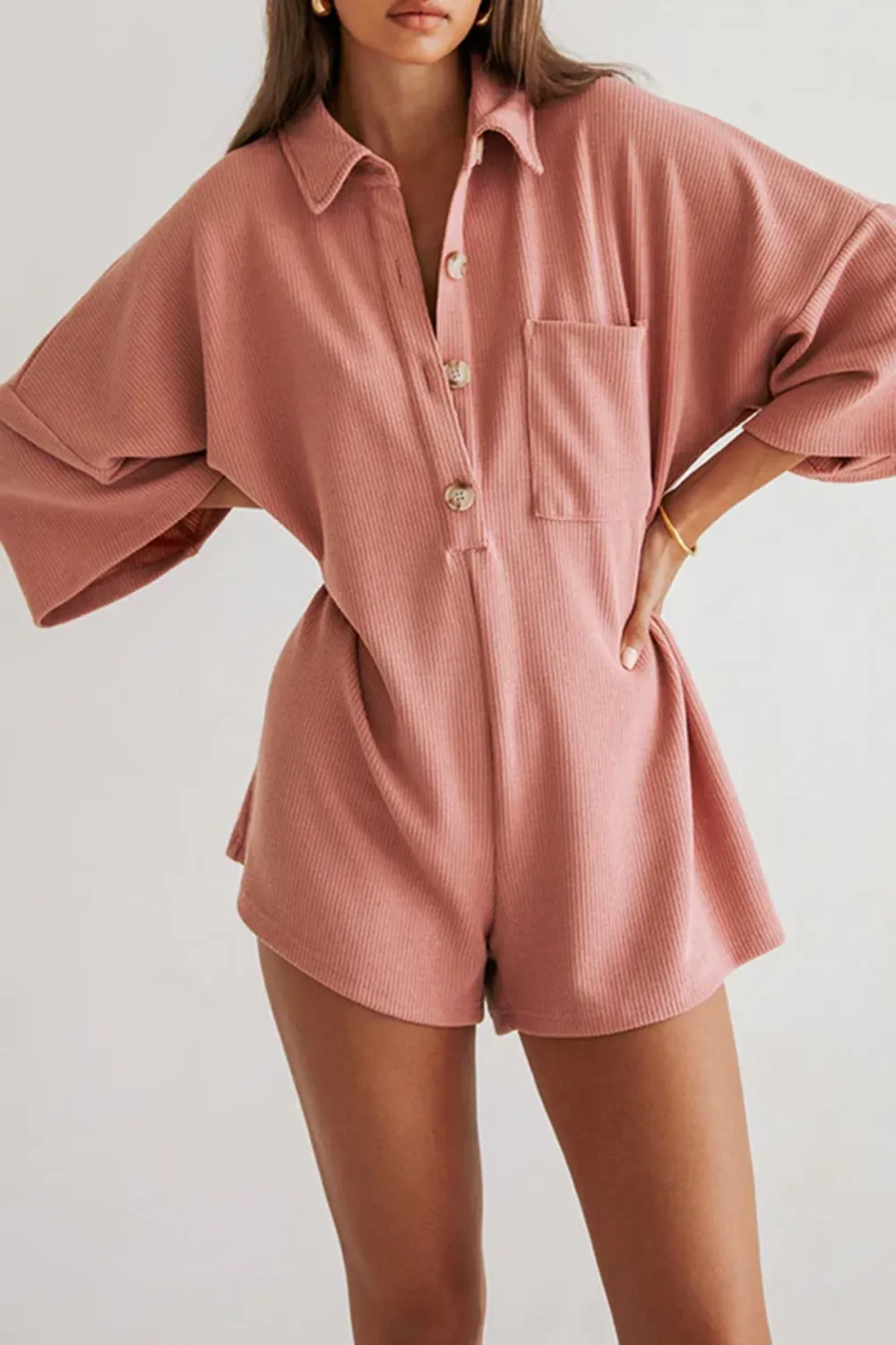 Loose Fit Corduroy Short Romper