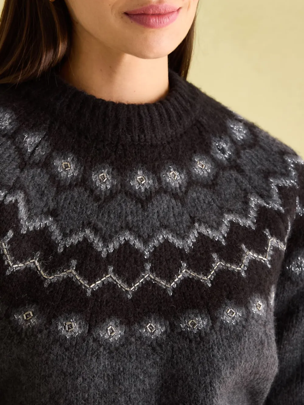 Charcoal Grey Fairisle Pattern Jumper