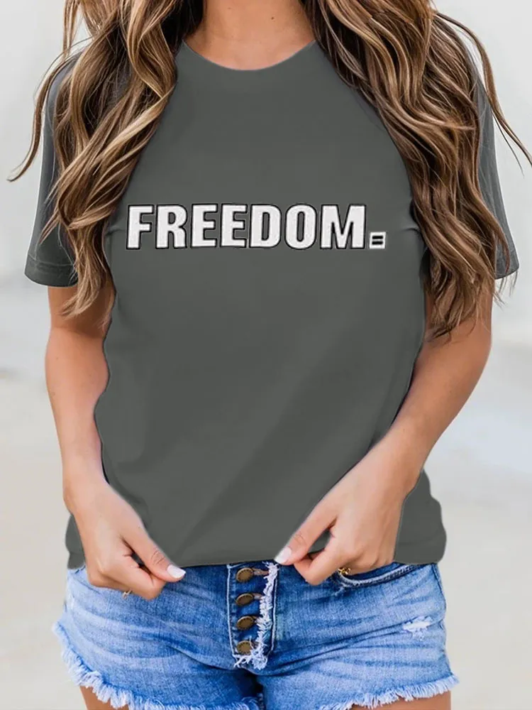 Freedom T-Shirt Pure Cotton Round-Neck Short-Sleeved Shirt