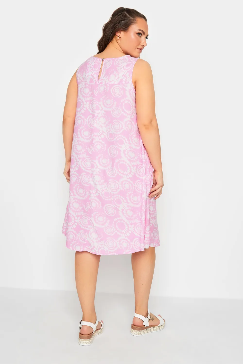 YOURS Curve Light Pink Tie Dye Print Swing Dress