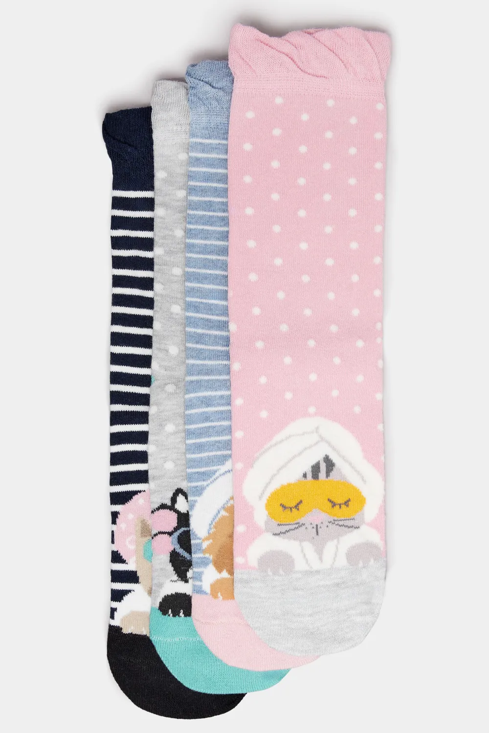 4 PACK Pink & Blue Dog & Cat Spa Ankle Socks