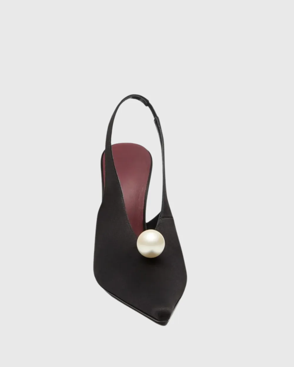 Pearl Satin Slingback Pumps in Black