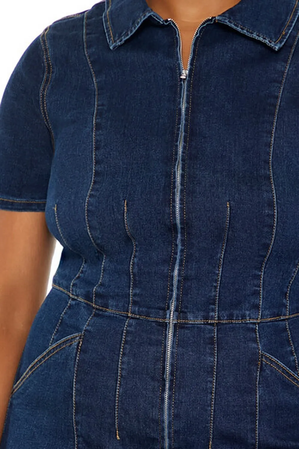 Plus Size Denim Zip-Up Jumpsuit