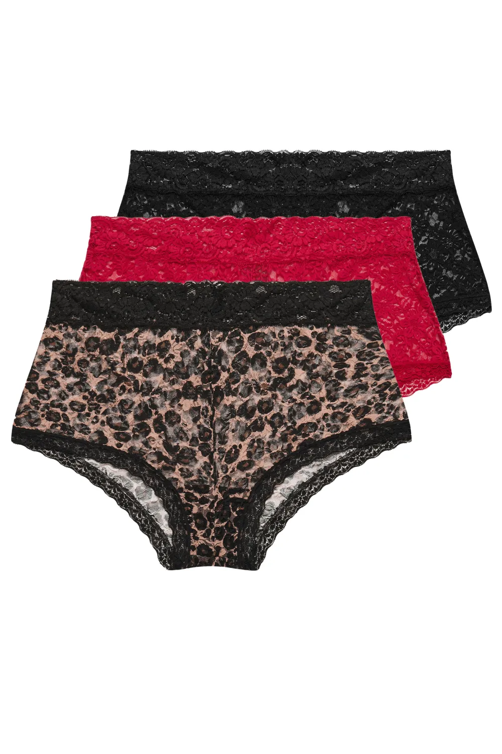 YOURS 5 PACK Curve Black Cotton High Waisted Full Briefs