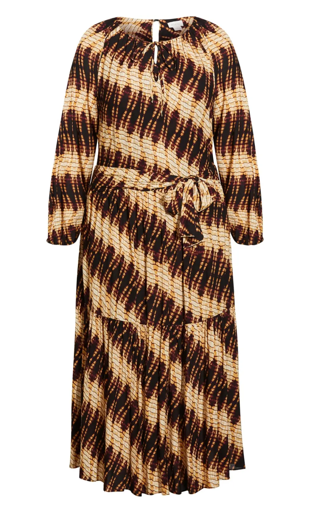 Evans Brown Swirl Print Tiered Midaxi Dress