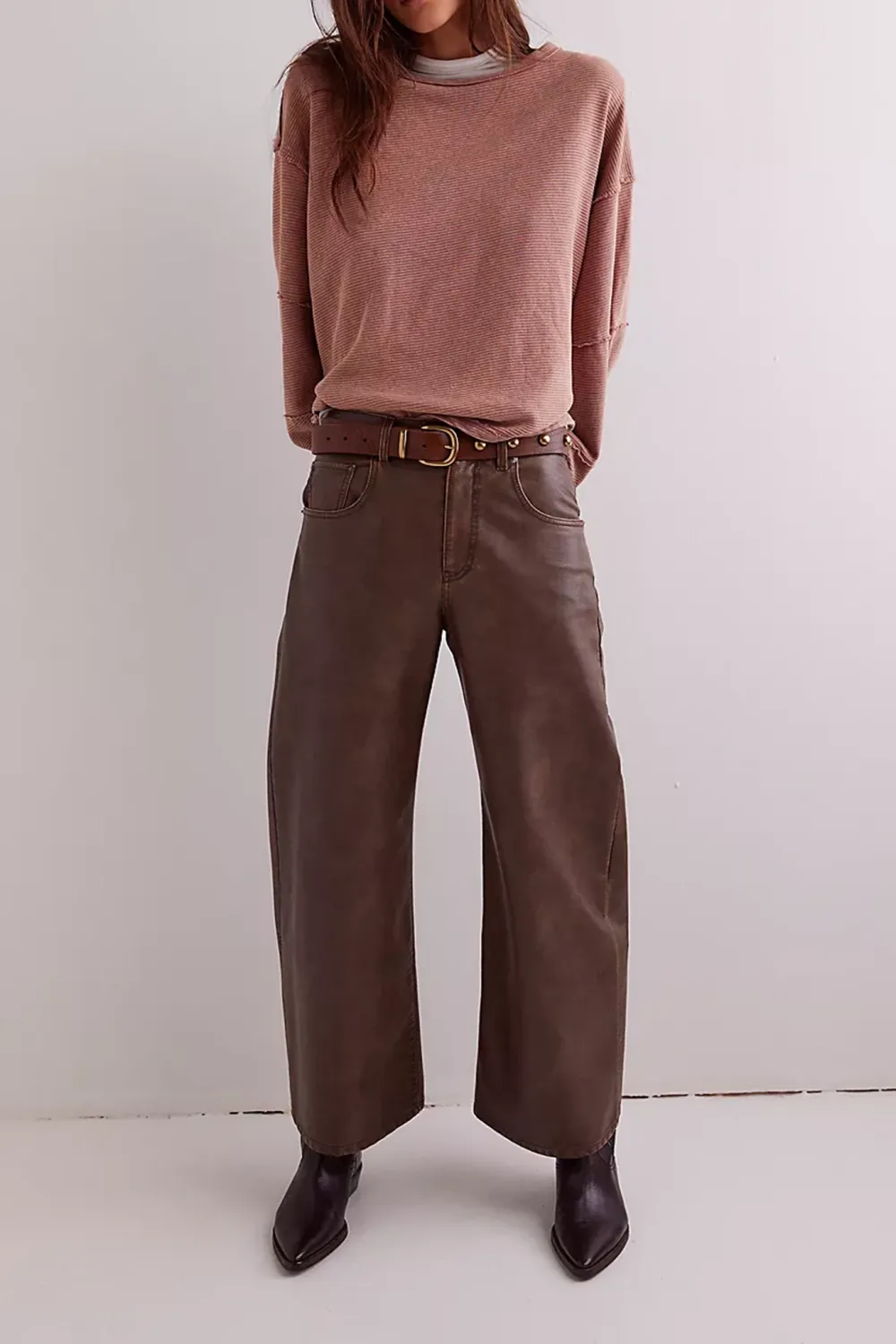 Ribbed Crew Neck Sweatshirt