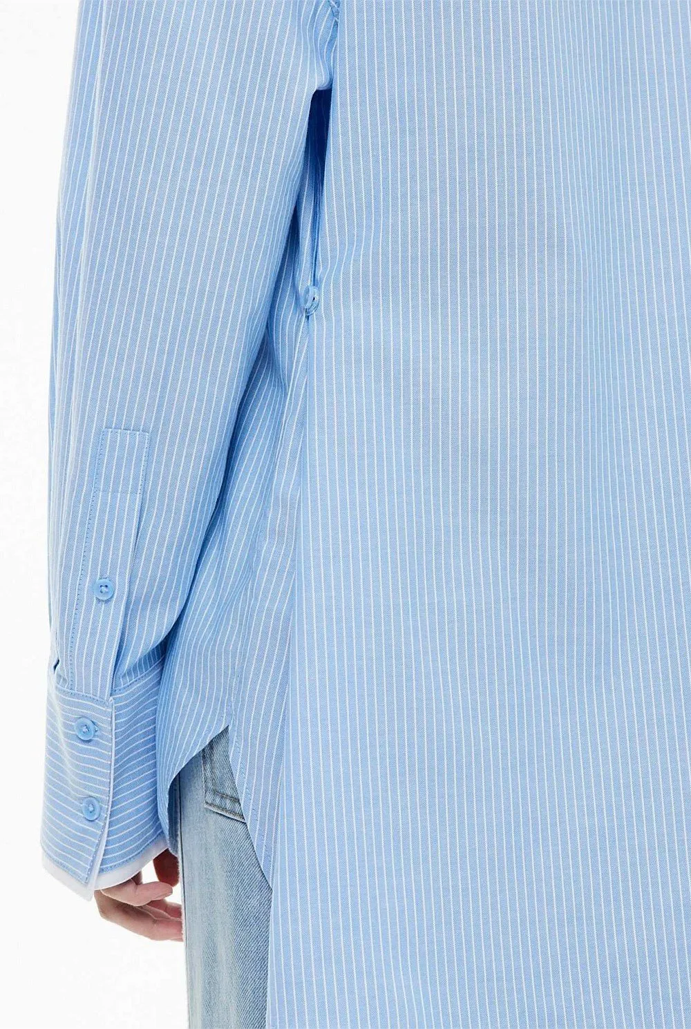 Double-Cuffed Blue Striped Shirt