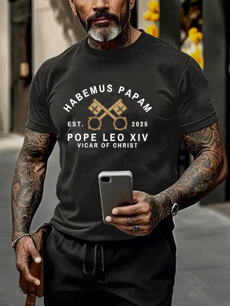 Men'S 2025 Habemus Papam Pope Leo Xiv Vicar Of Chirst Printed T-Shirt