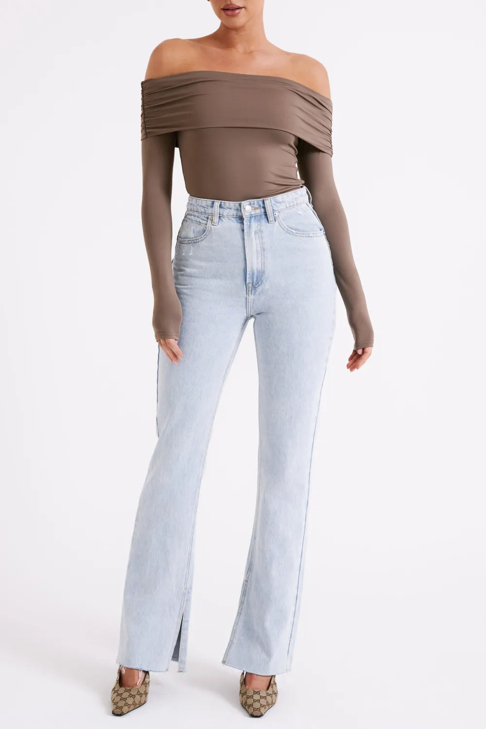 Recycled Nylon Off Shoulder Top