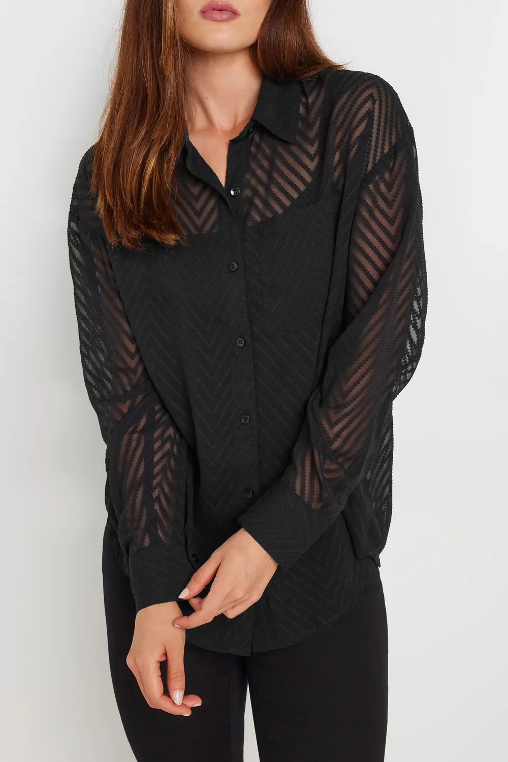 Dark Striped Lapel Shirt