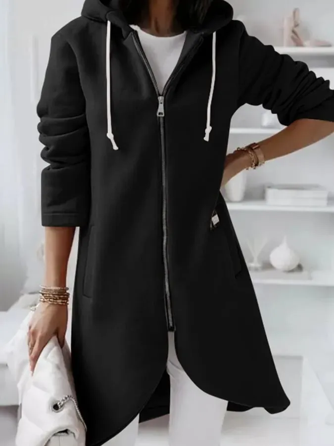 Women's Mid-Length Fleece Zip Hoodie