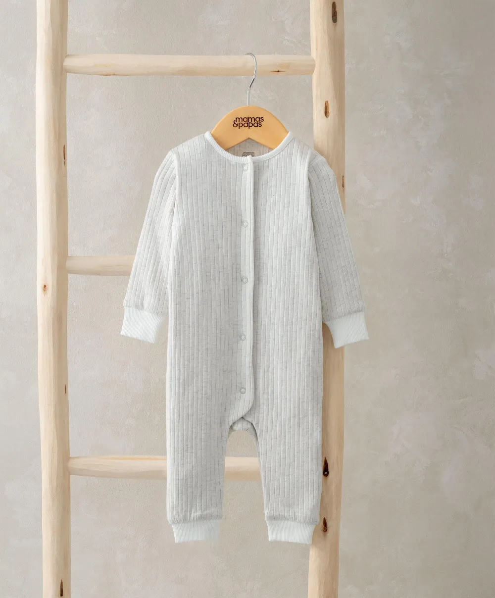 Ribbed Long-Sleeve Romper - Grey