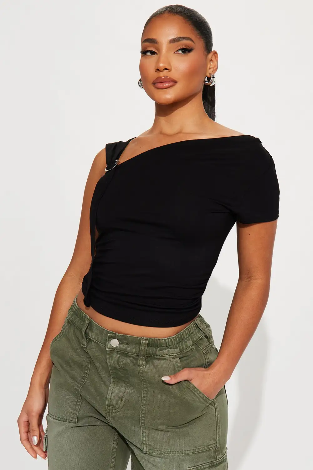 Ren One Shoulder Top - Black
