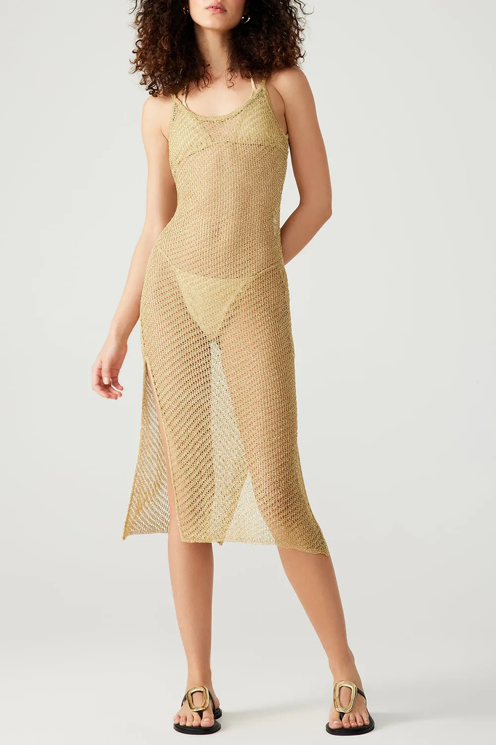 POLYESTER DRESS GOLD