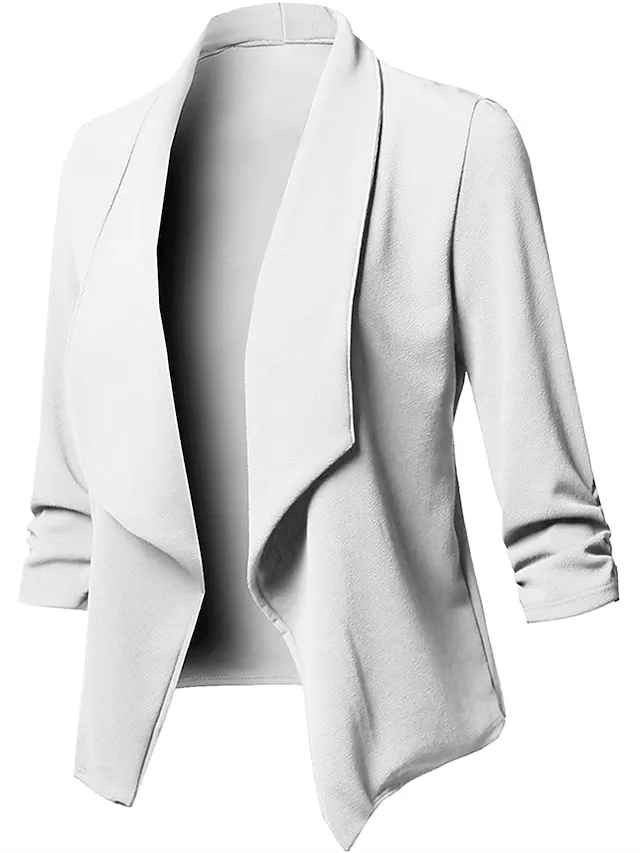 Women's Casual Jacket Work Street Daily Fall Winter Coat Regular Fit Warm Breathable Comtemporary Stylish Casual Jacket Long Sleeve Plain Slim Fit Black White Wine